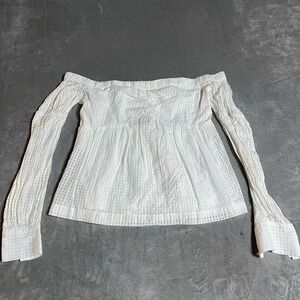 Maeve Anthropologie Top Womens Small White Off Shoulder Blouse Beach Preppy